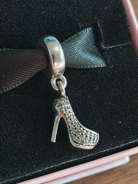 Authentic Pandora Sparkling Stiletto Dangle Charm 791536CZ